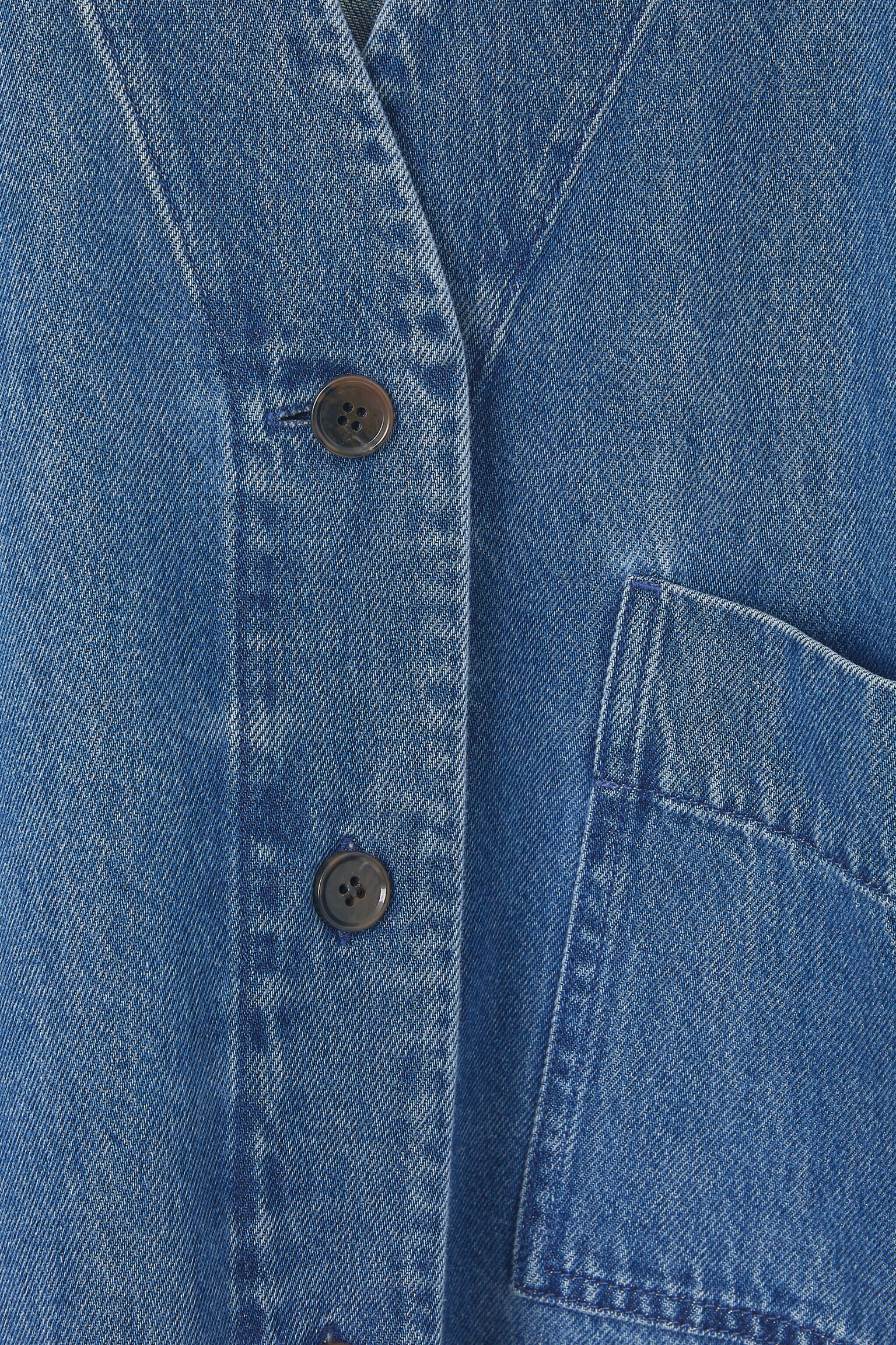 V-NECK DENIM SHIRT - BLUE - 3