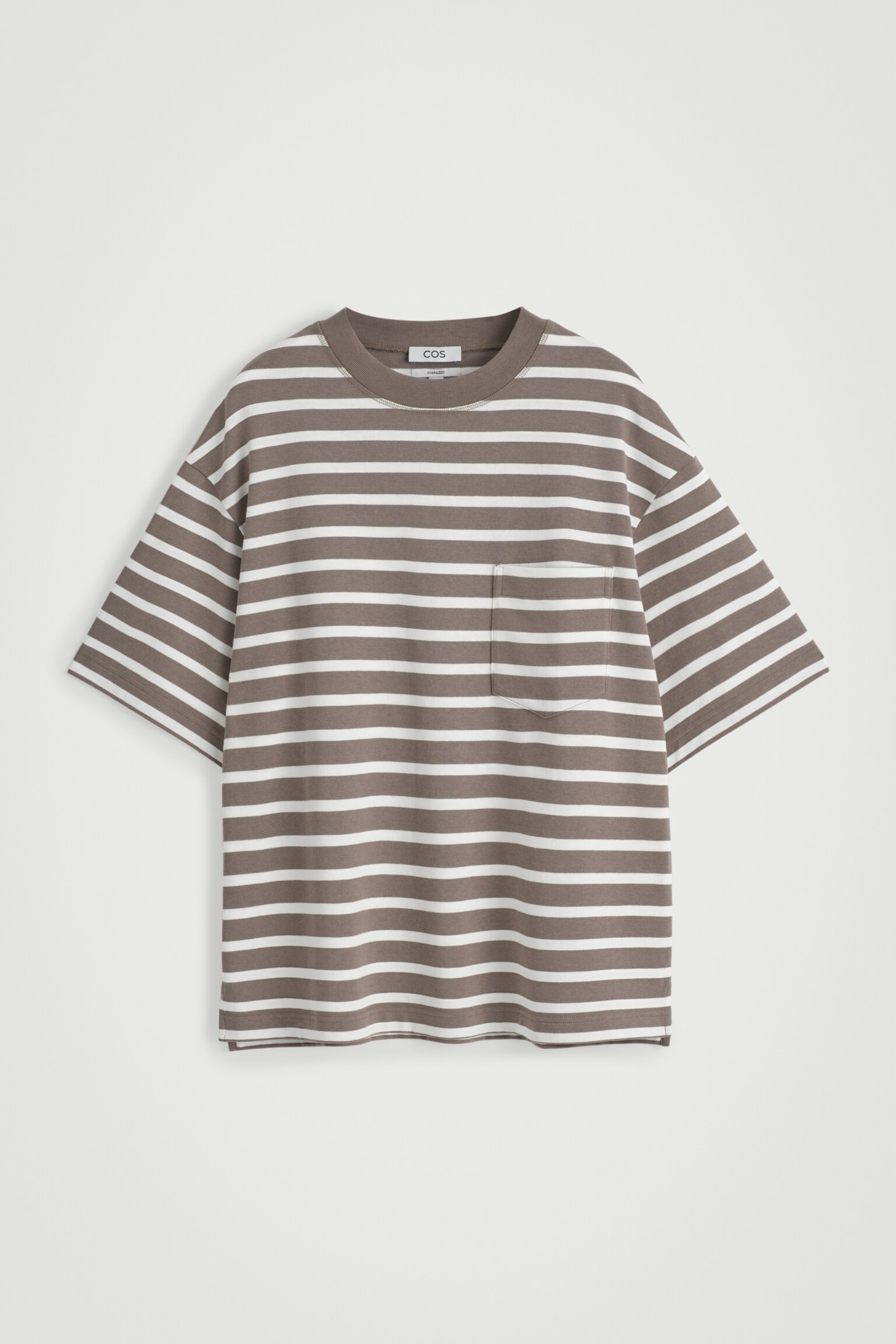 T-SHIRT OVERSIZE EN COTON ÉPAIS - BRUN / RAYURES/BLANC/NOIR/BLEU MARINE / RAYURES/BLEU COBALT - 2