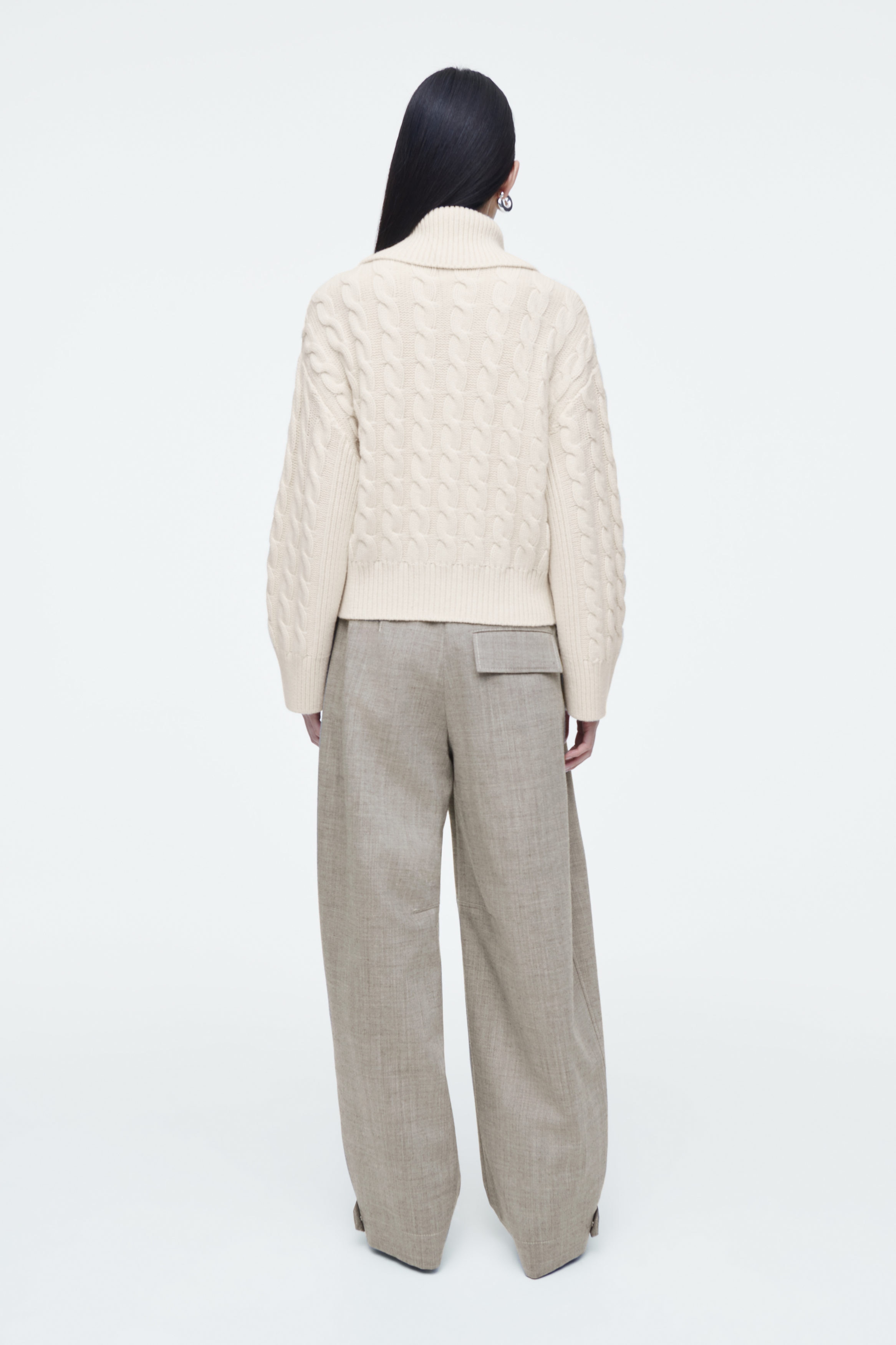 【IONSEOUL】Abel cable knit zip-up 5FM0045 CABLE-KNIT WOOL ZIP-UP JACKET - CREAM | COS