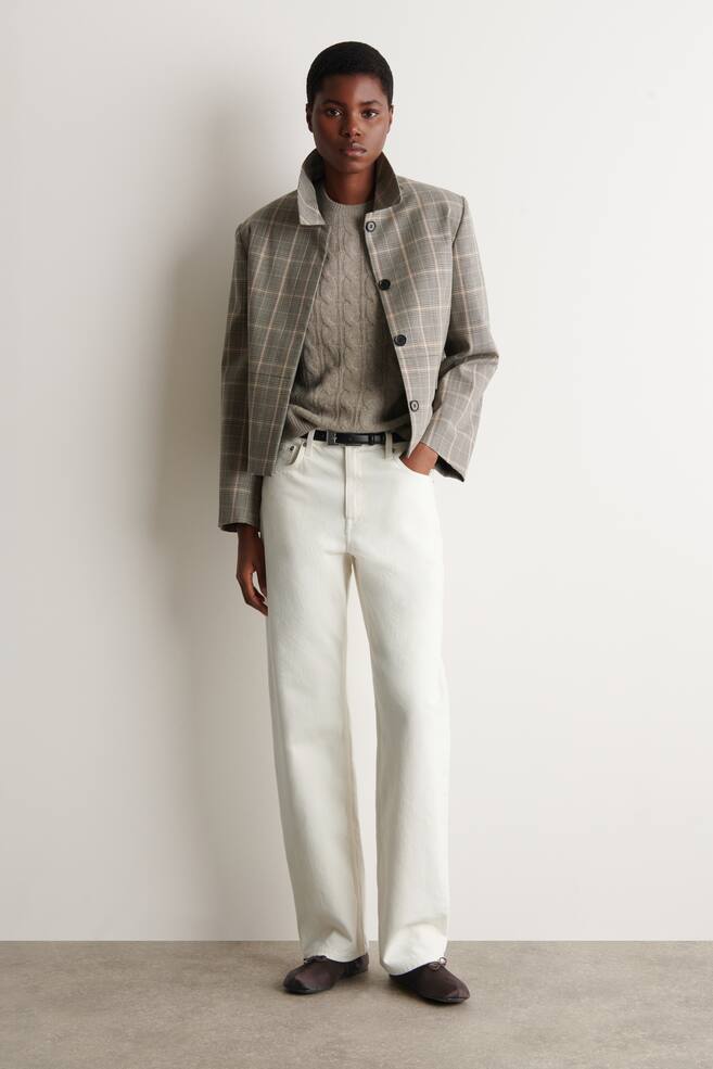 JERSEY CASHMERE OCHOS - BEIGE/AZUL MARINO - 1