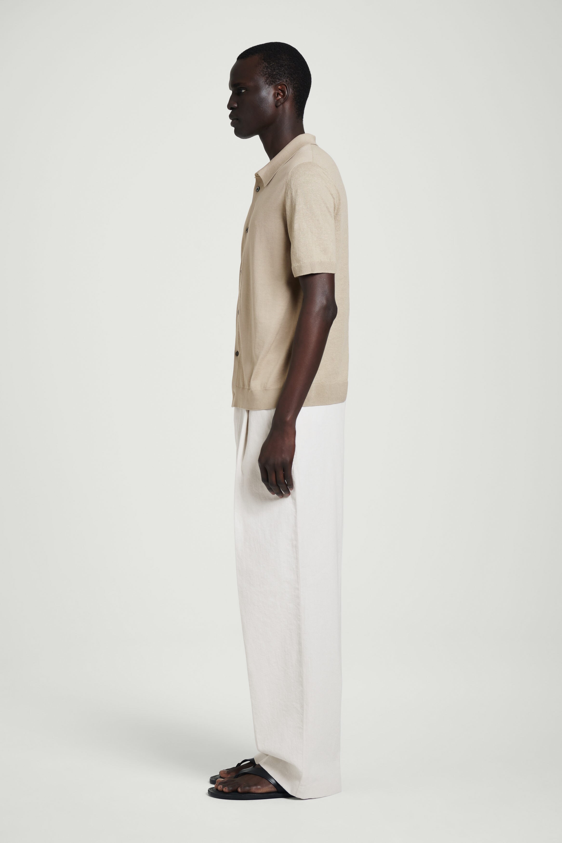 KNITTED LINEN-SILK SHIRT - MOLE | COS
