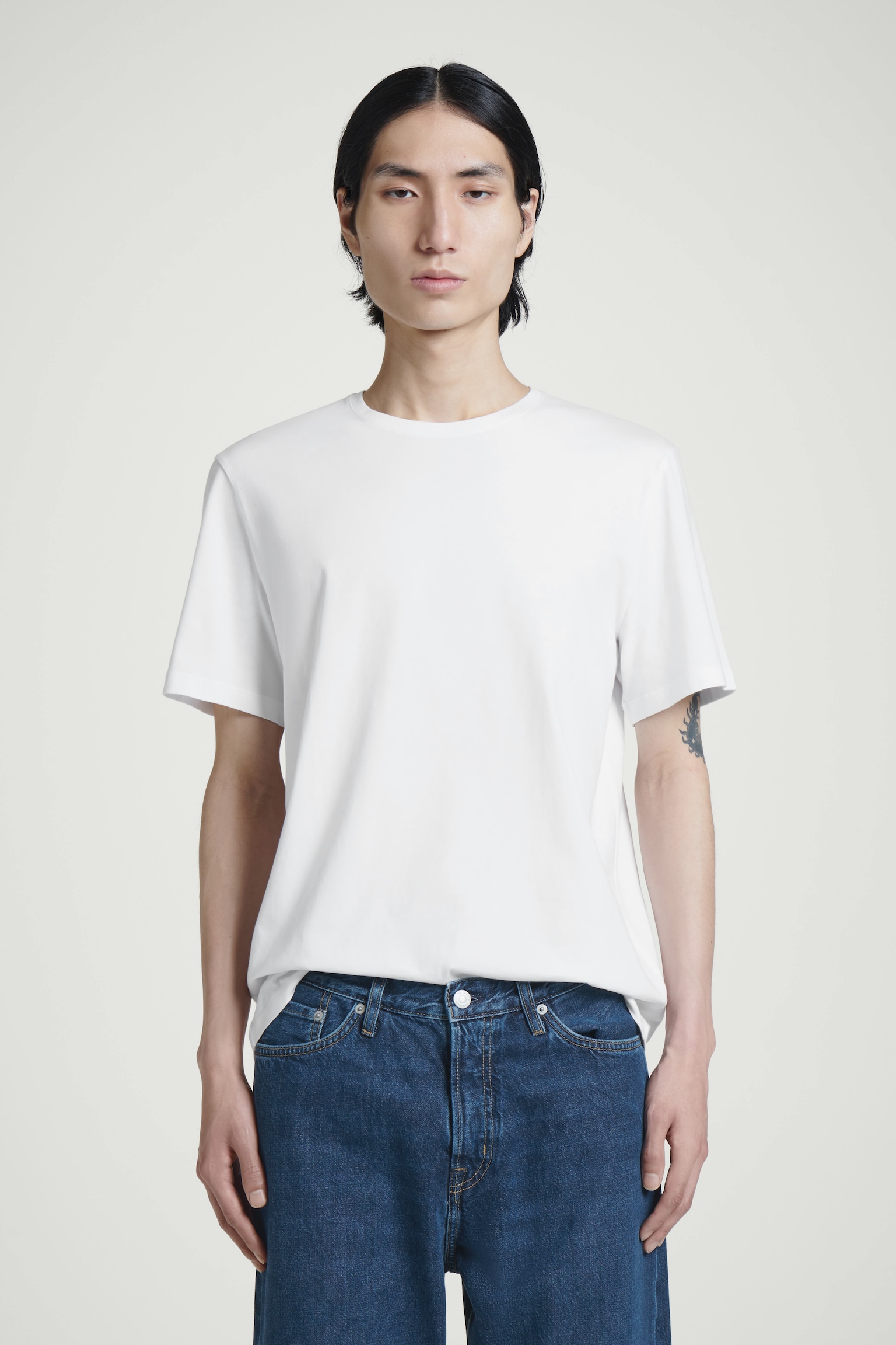 BAUMWOLL-T-SHIRT MIT RUNDHALSAUSSCHNITT - WEISS/SCHWARZ/NAVYBLAU/DUNKELGRÜN - 1
