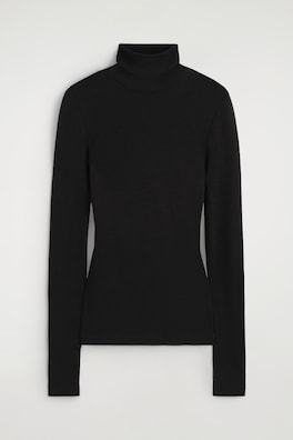 MERINO WOOL TURTLENECK TOP — BLACK 11