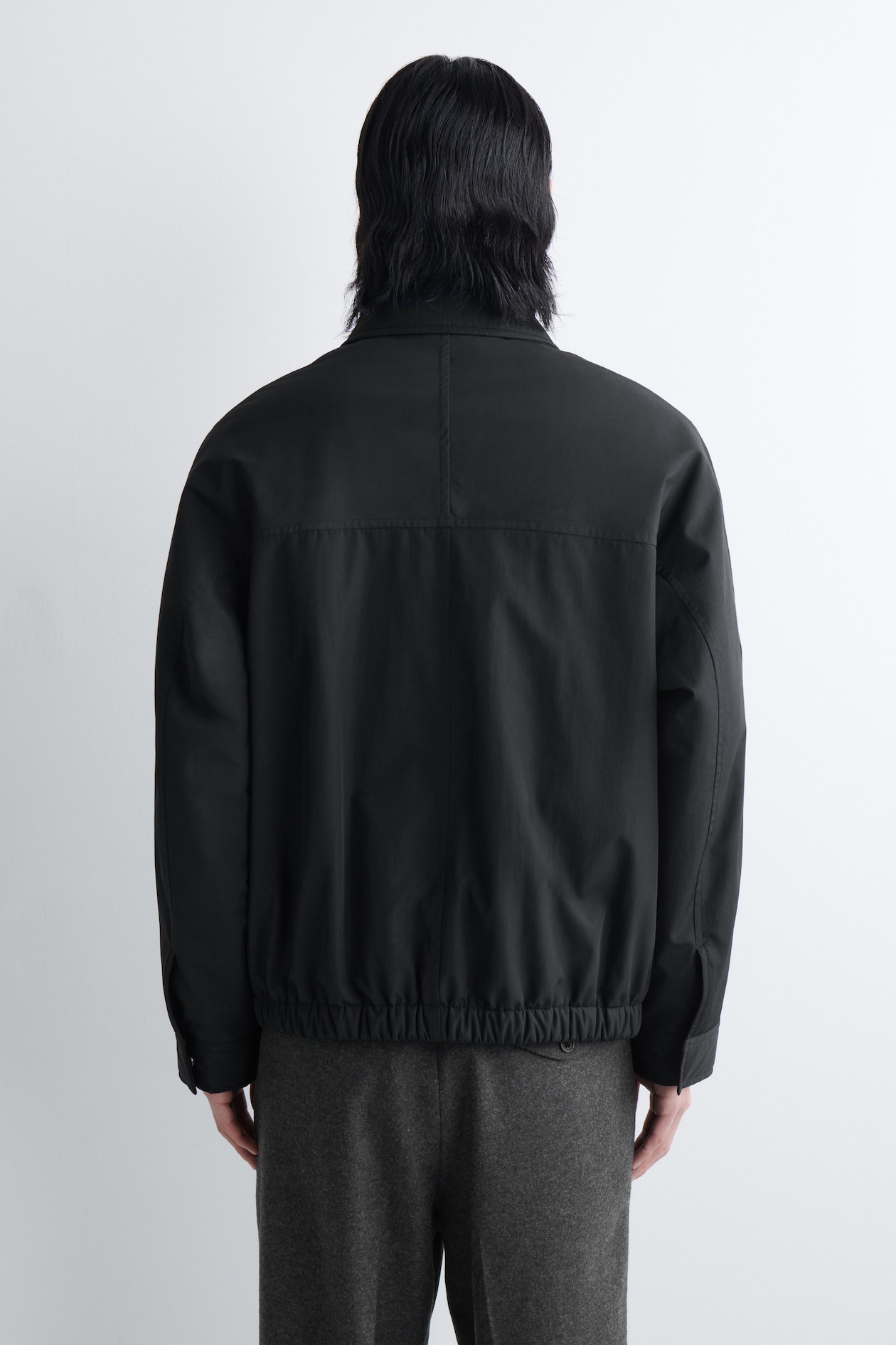 PADDED NYLON UTILITY JACKET — BLACK