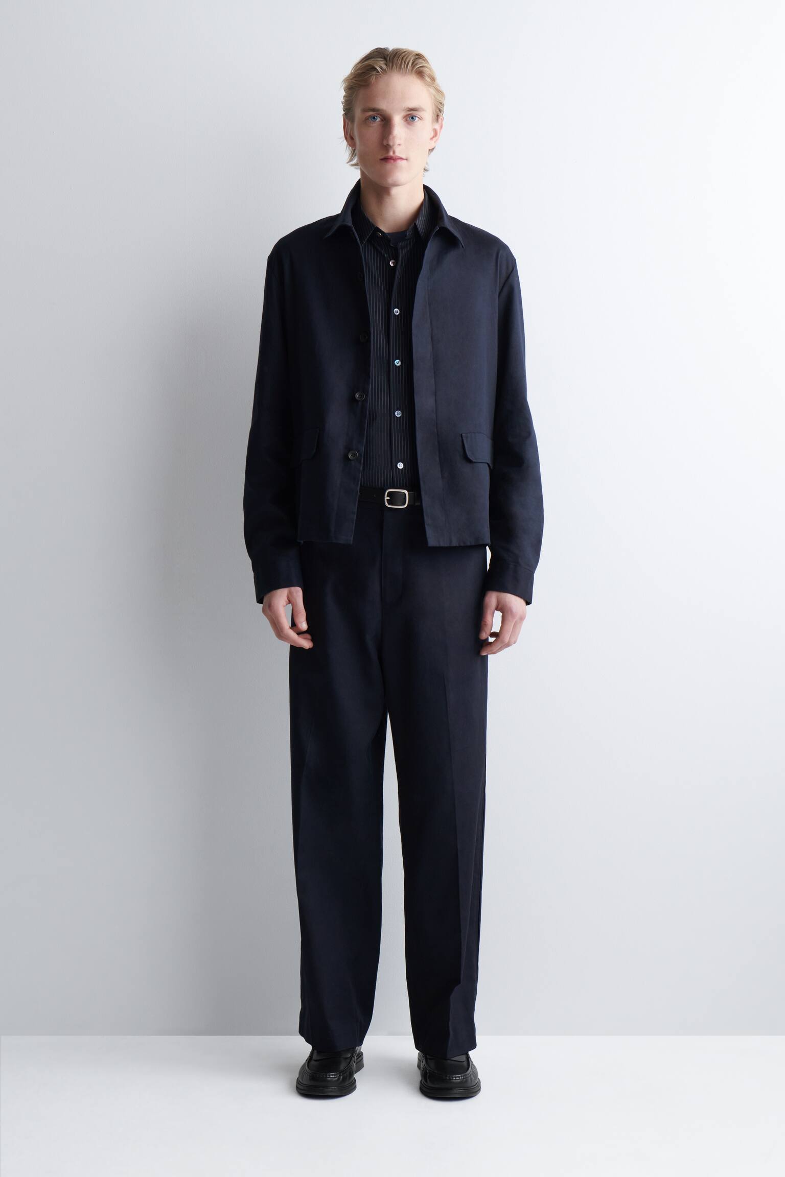 SURCHEMISE DÉCONTRACTÉE EN COTON - BLEU MARINE/BEIGE - 8