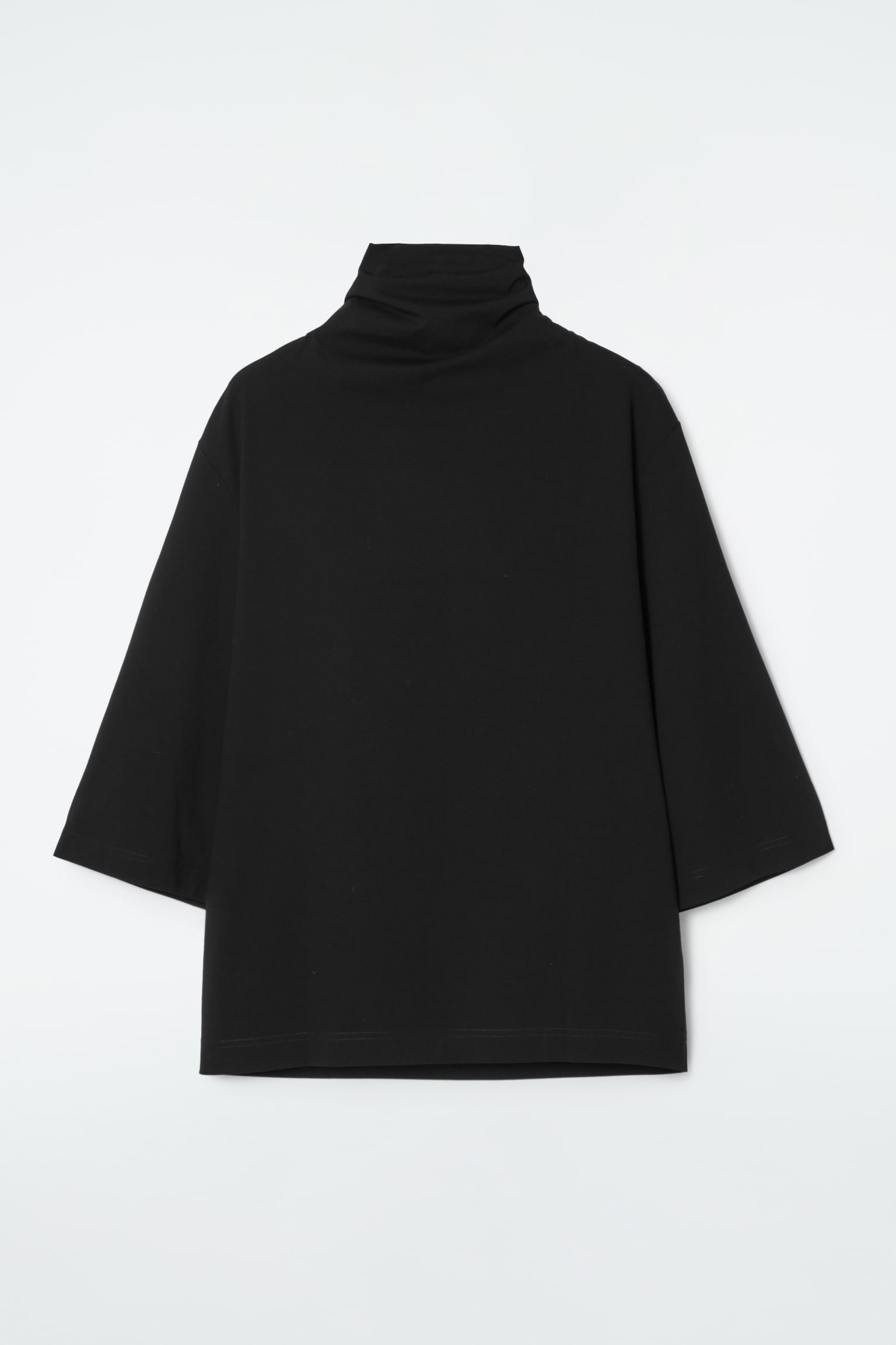 TIE-NECK JERSEY TOP - BLACK/BEIGE