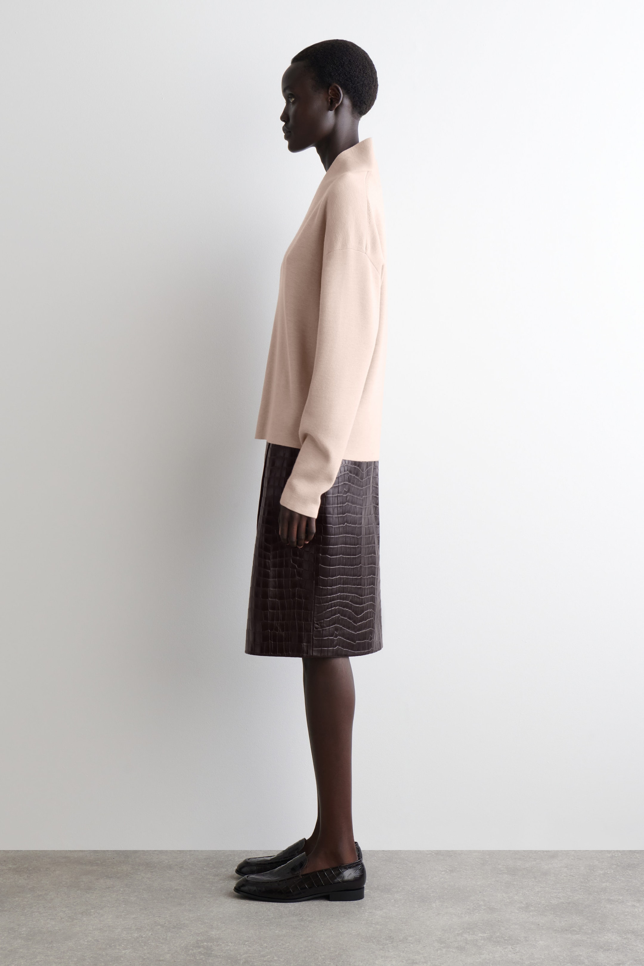 DRAPED MERINO WOOL V-NECK SWEATER