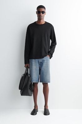 RIDER RELAXED-FIT DENIM SHORTS — BLUE 1