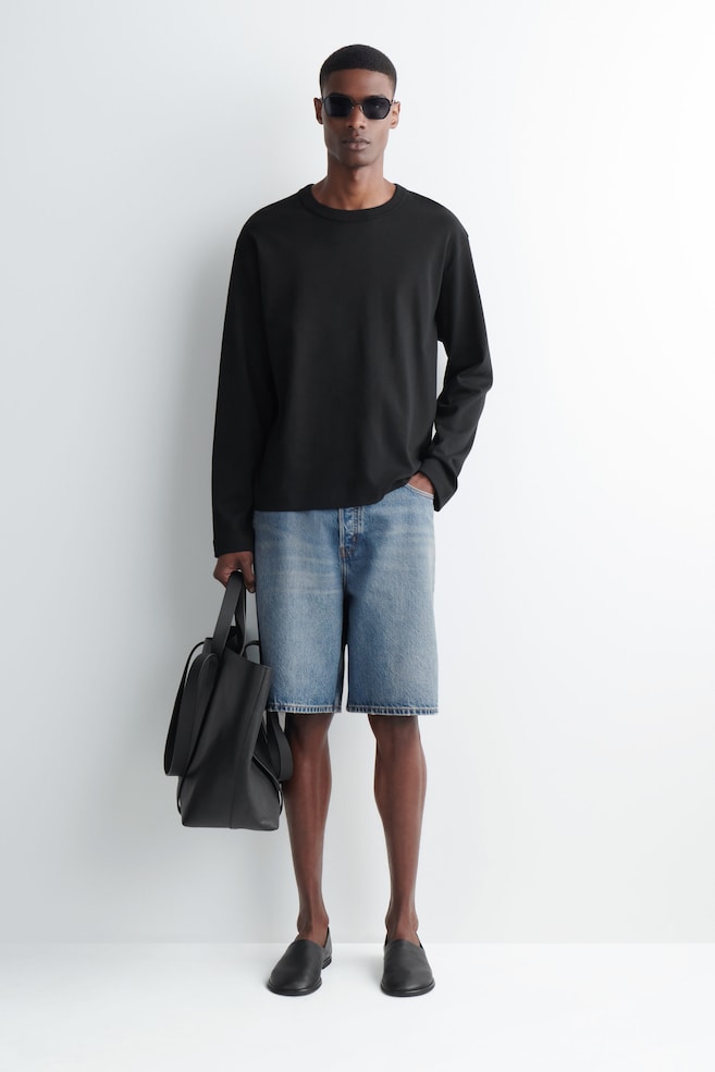 RIDER RELAXED-FIT DENIM SHORTS — BLUE