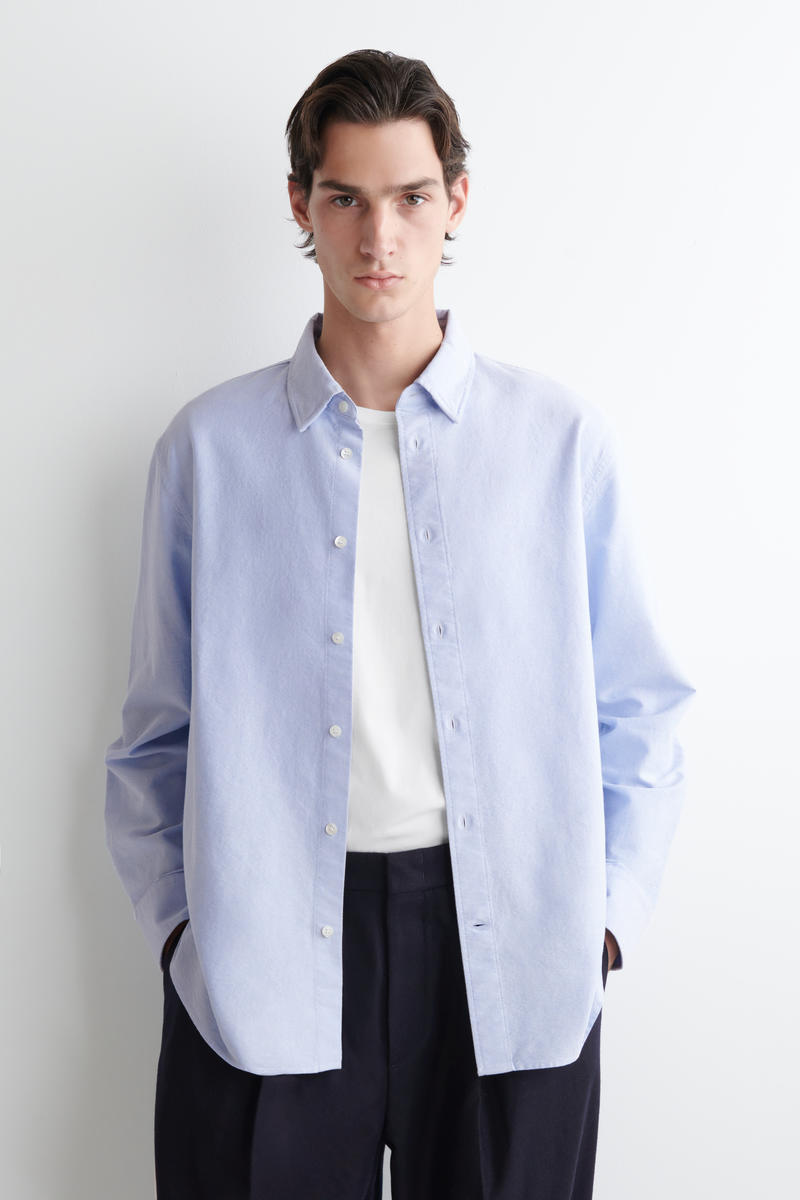 Cos Cotton Oxford Shirt In Blue