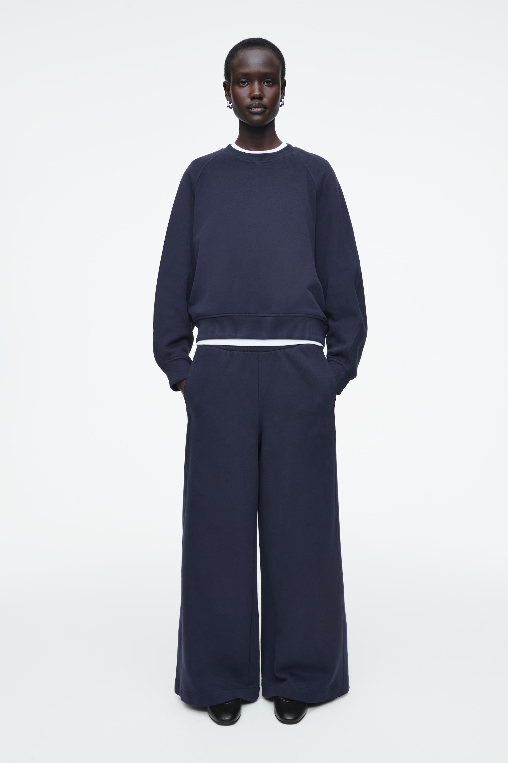 View larger image: ROUNDED COTTON-JERSEY SWEATSHIRT - NAVY - Ladies | H&M GB 2