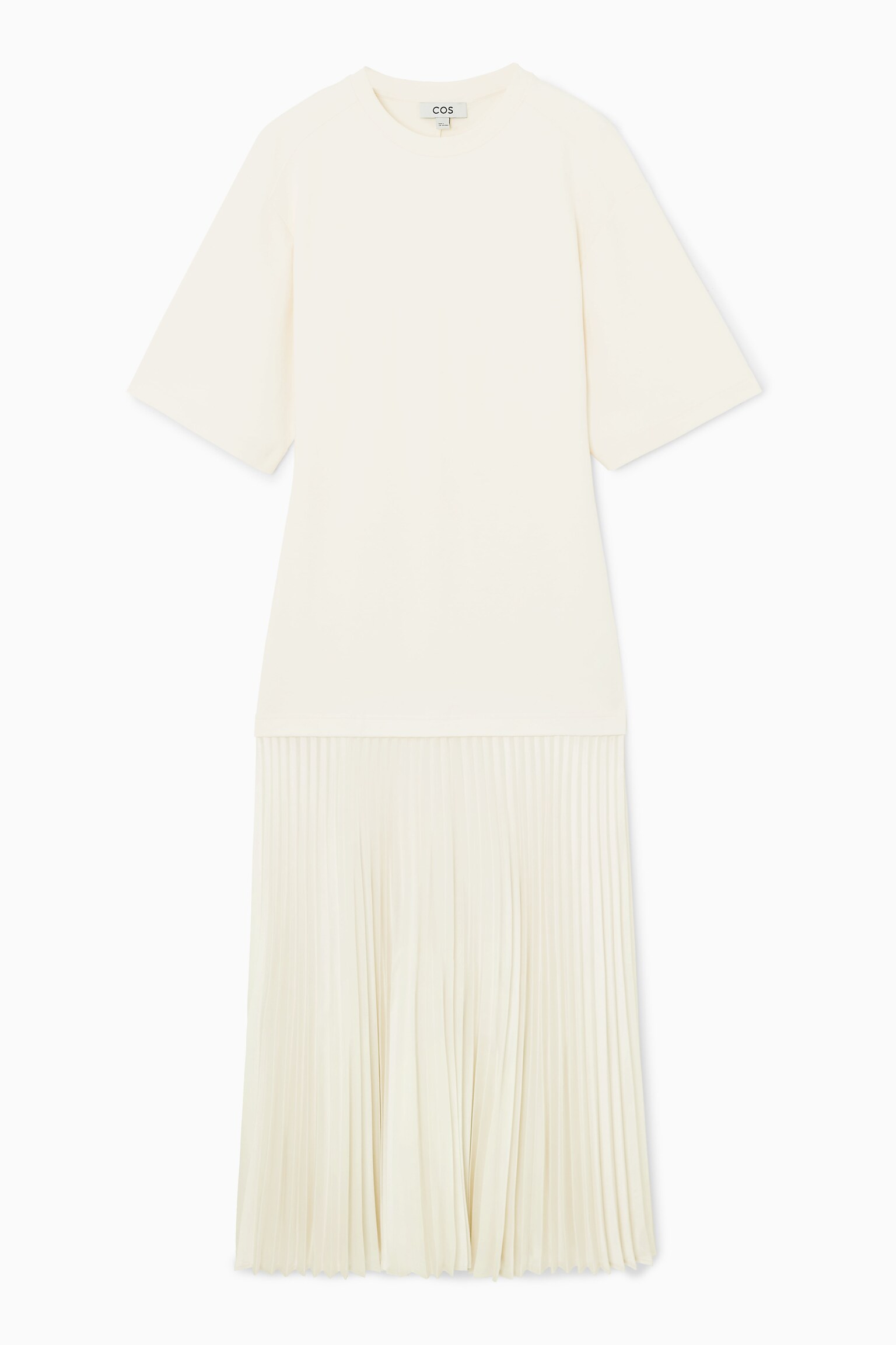PLEATED-SKIRT T-SHIRT DRESS - OFF-WHITE