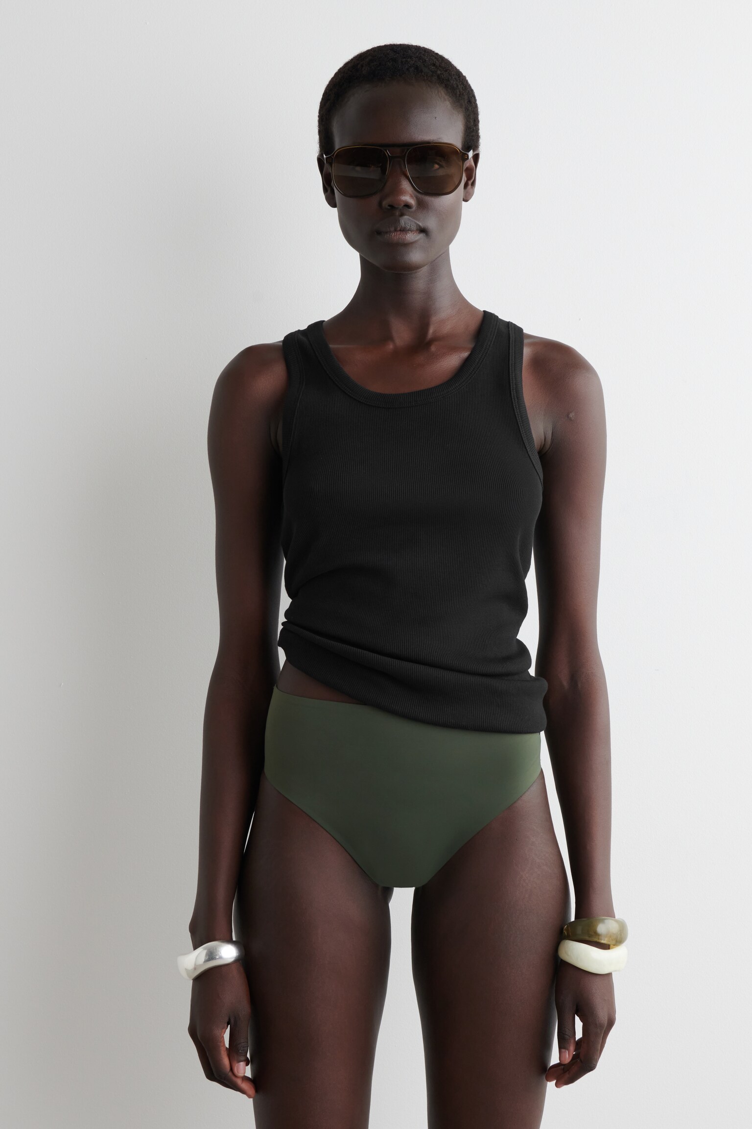 MAGAS DEREKÚ SCUBA BIKINI ALSÓ - Khaki/FEKETE/BORDÓ