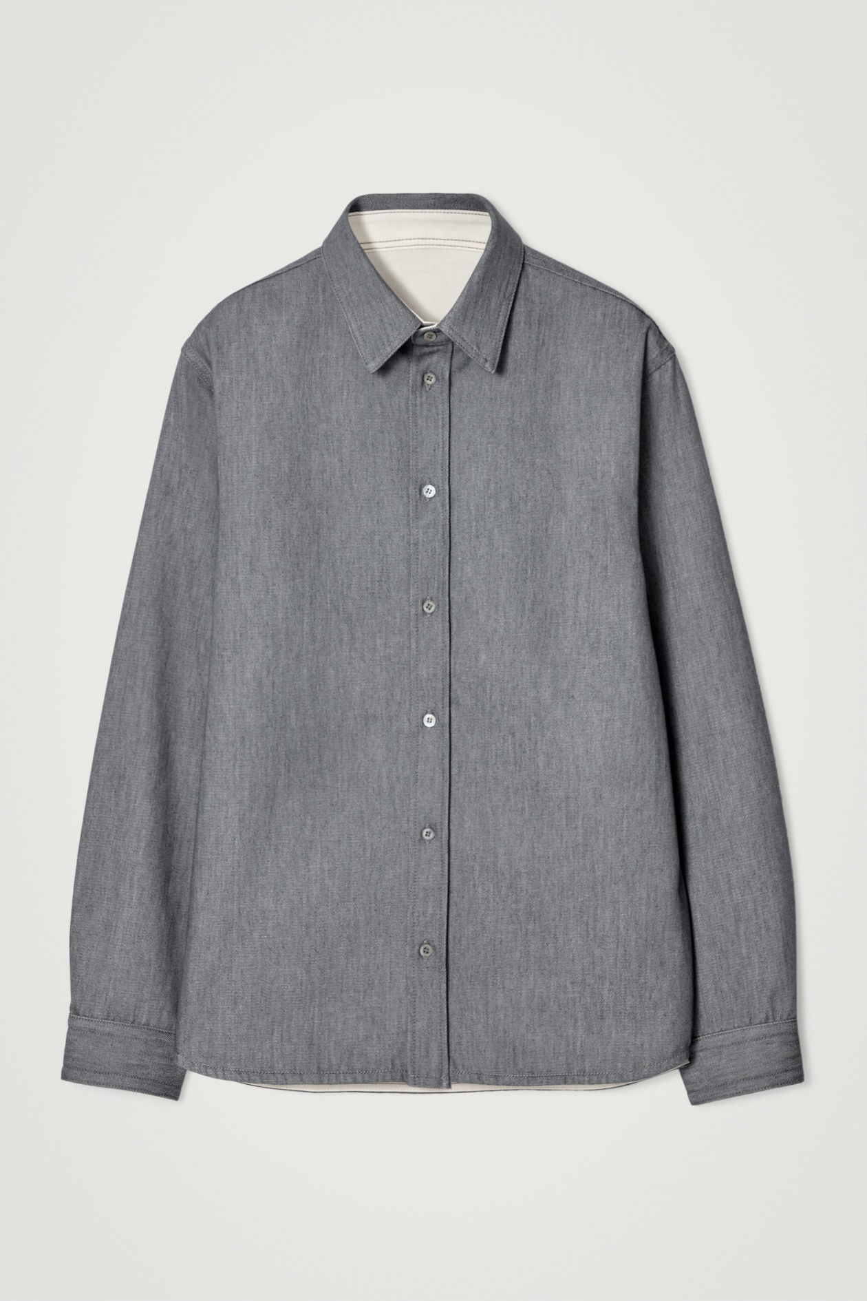 RELAXED DENIM OVERSHIRT — GREY