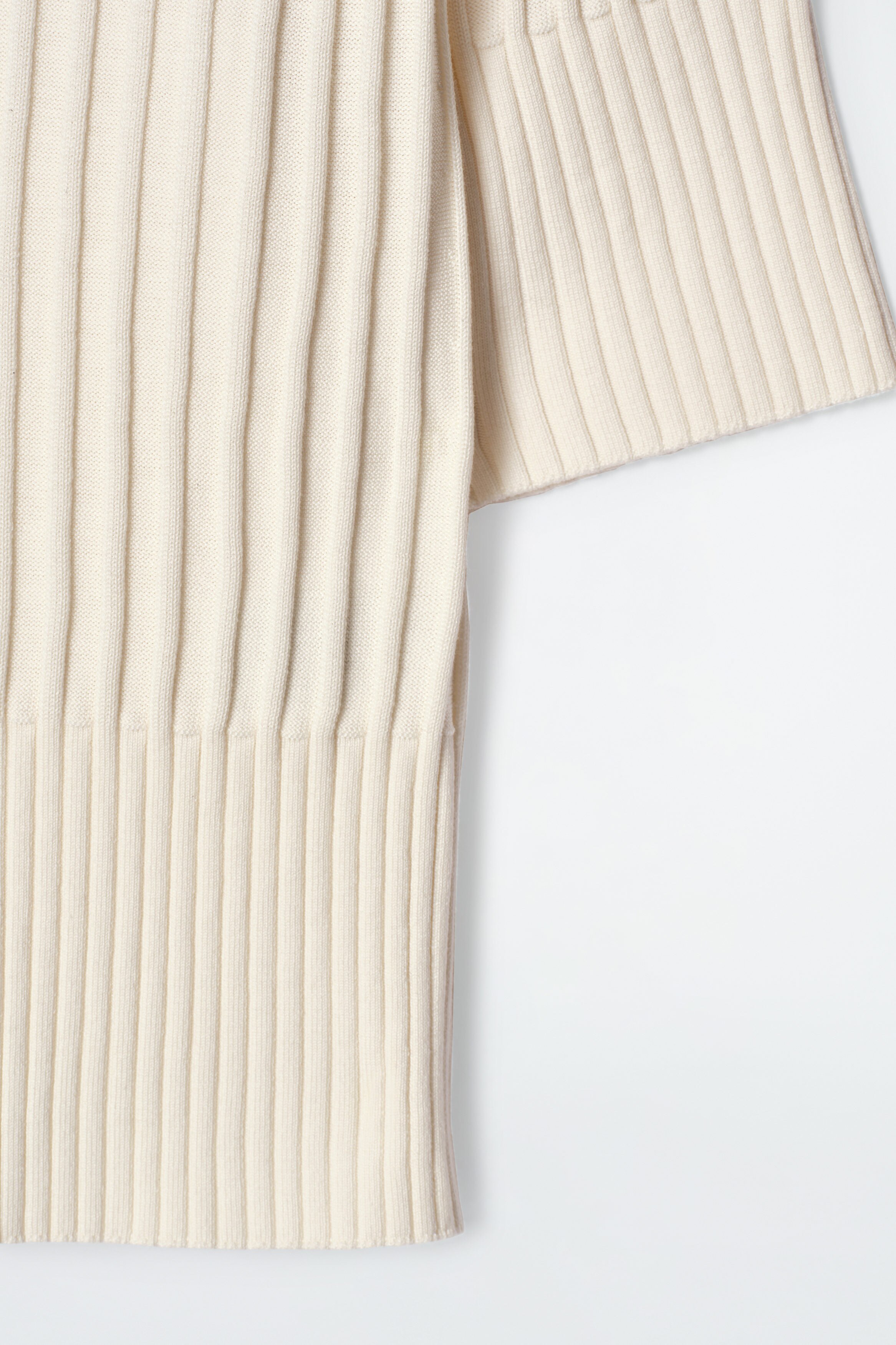 RIB-KNIT SILK POLO TOP - ECRU | COS US