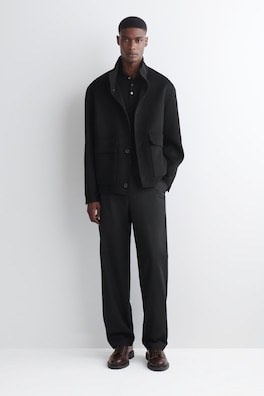 COTTON REGULAR-FIT STRAIGHT-LEG CHINOS — BLACK 1