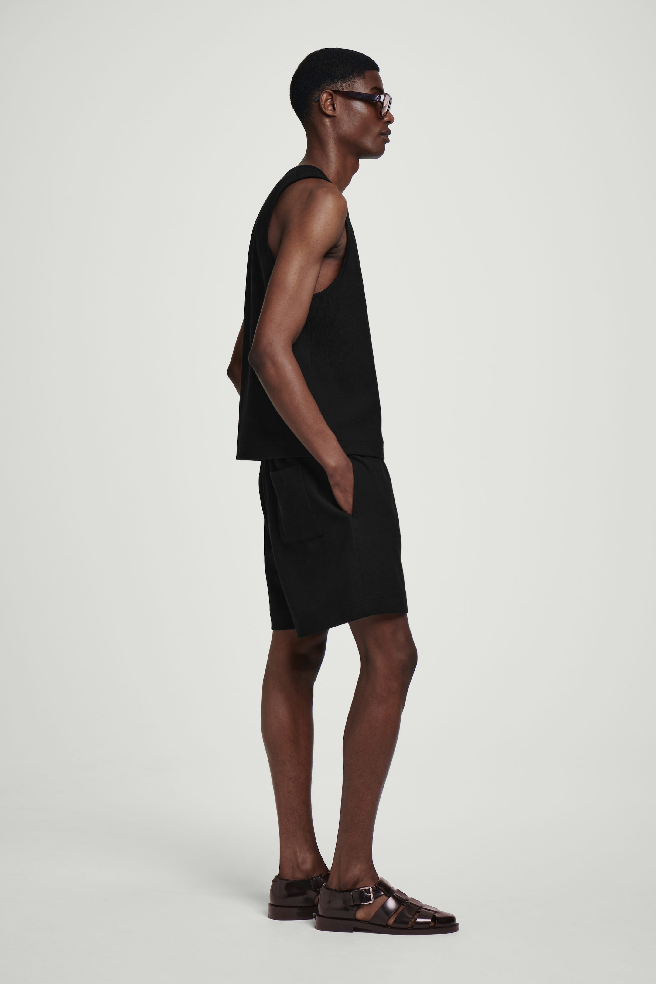 TEXTURED COTTON-JERSEY SHORTS