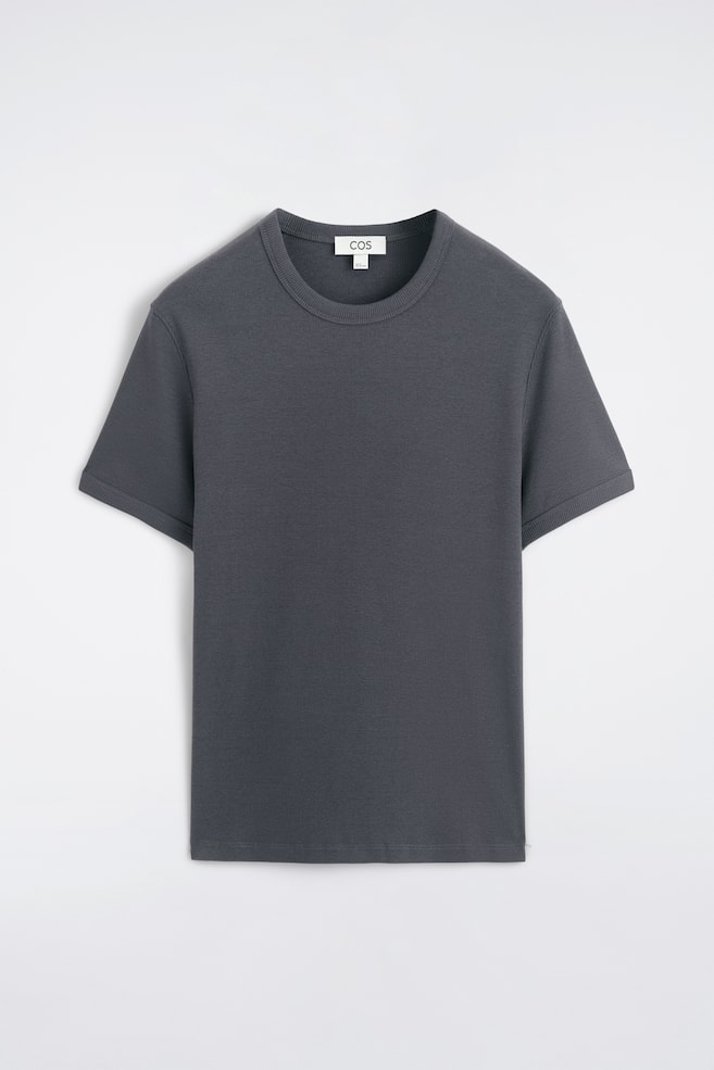 SLANKE GERIBBELDE KATOENEN T-SHIRT - donkergrijs/WIT/ZWART/MARINEBLAUW/BRUIN/LICHTGRIJS/Steenkool - 1