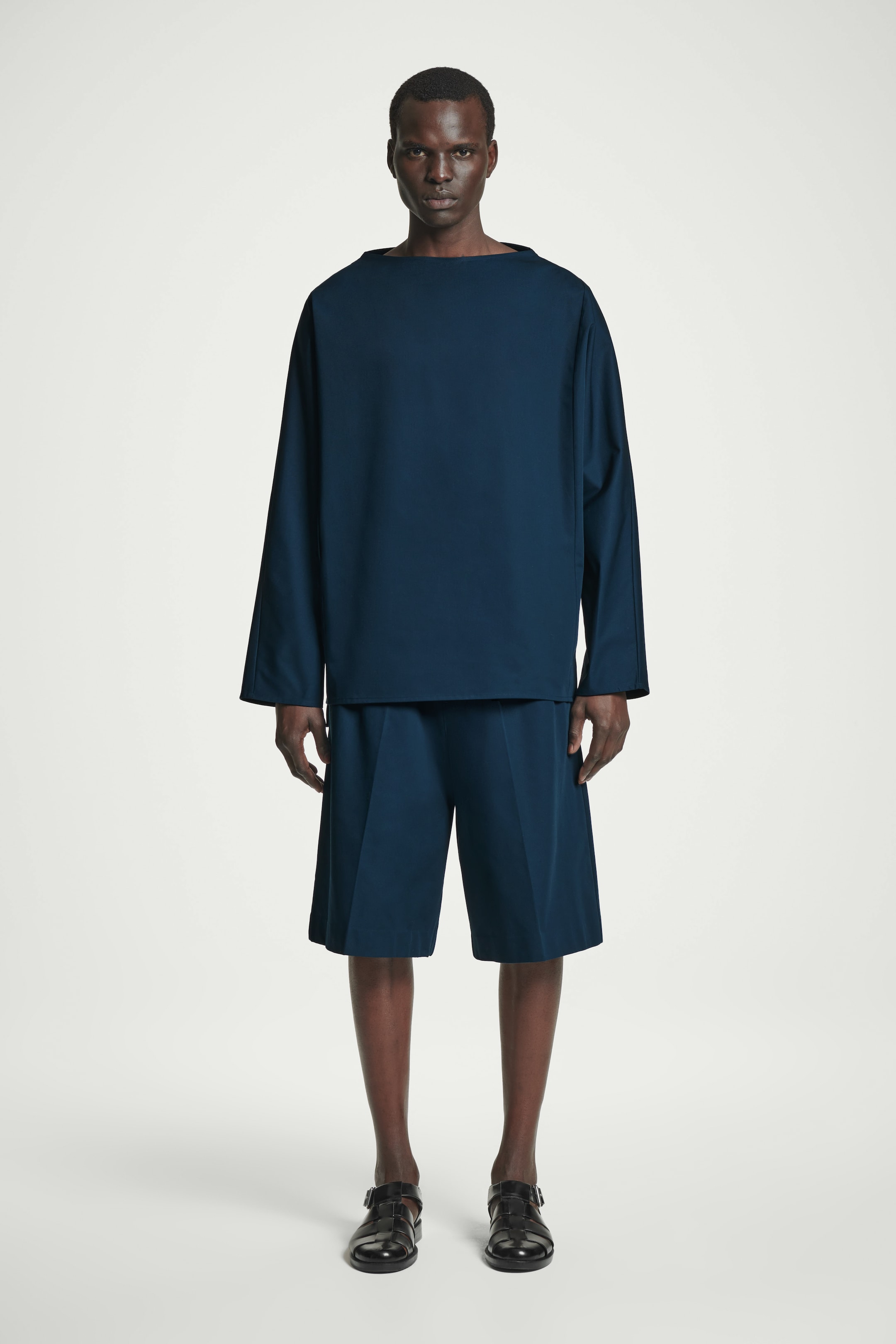 View larger image: OVERSIZED BOAT-NECK COTTON TOP - NAVY - Men | H&M GB 2