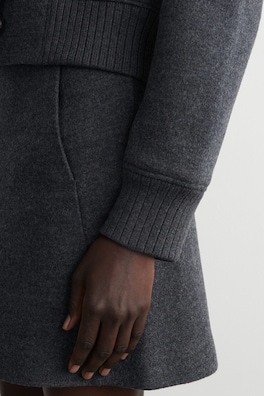 BOILED MERINO WOOL MINI SKIRT — GREY 4