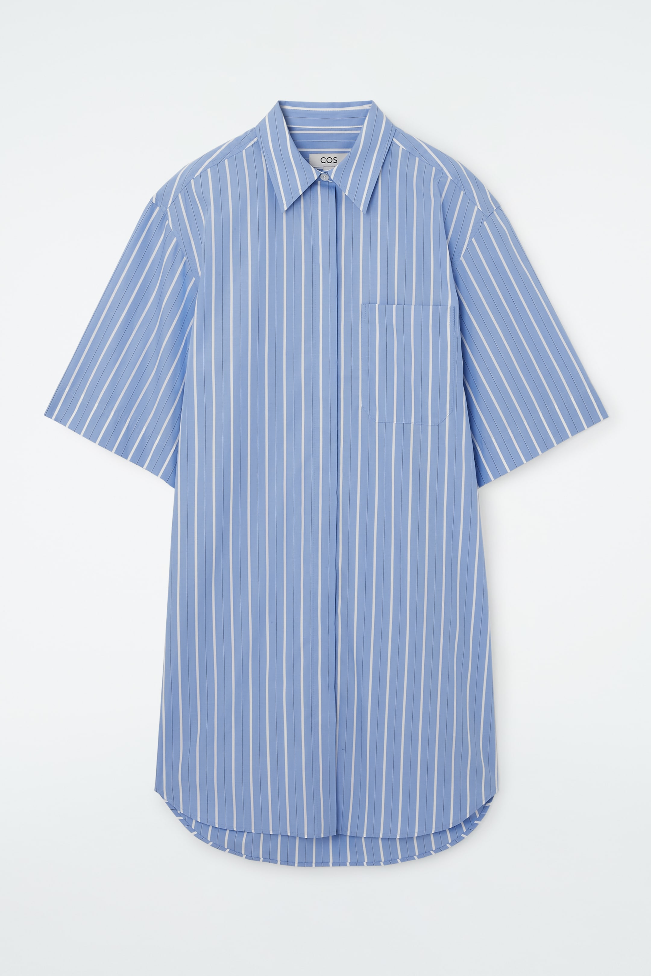 View larger image: OVERSIZED POPLIN MINI SHIRT DRESS - BLUE / STRIPED - Ladies | H&M GB 1