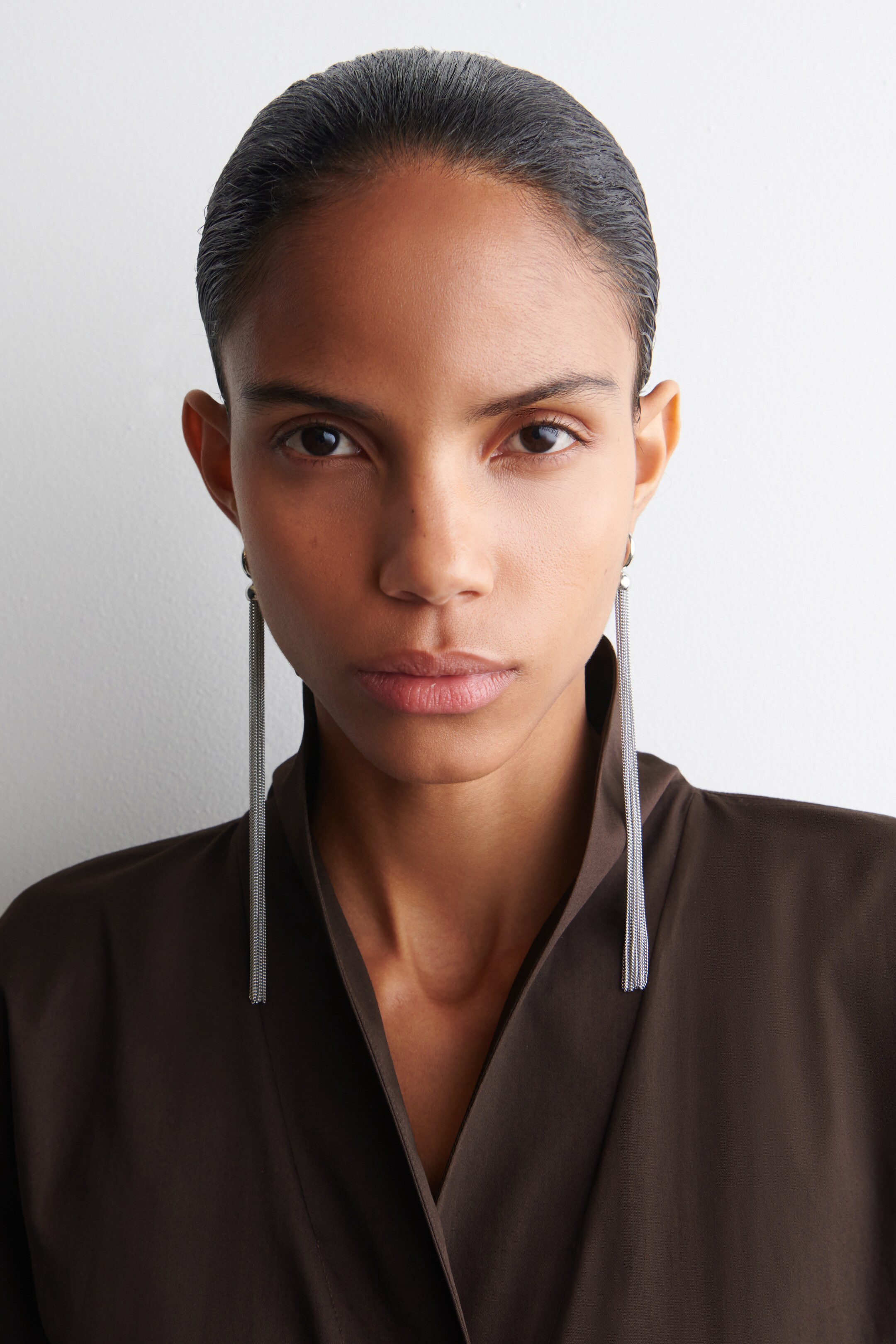 Visualizza immagine più grande: BLUSA IN COTONE CON COLLO A SCIALLE - MARRONE SCURO - DONNA | H&M IT 5