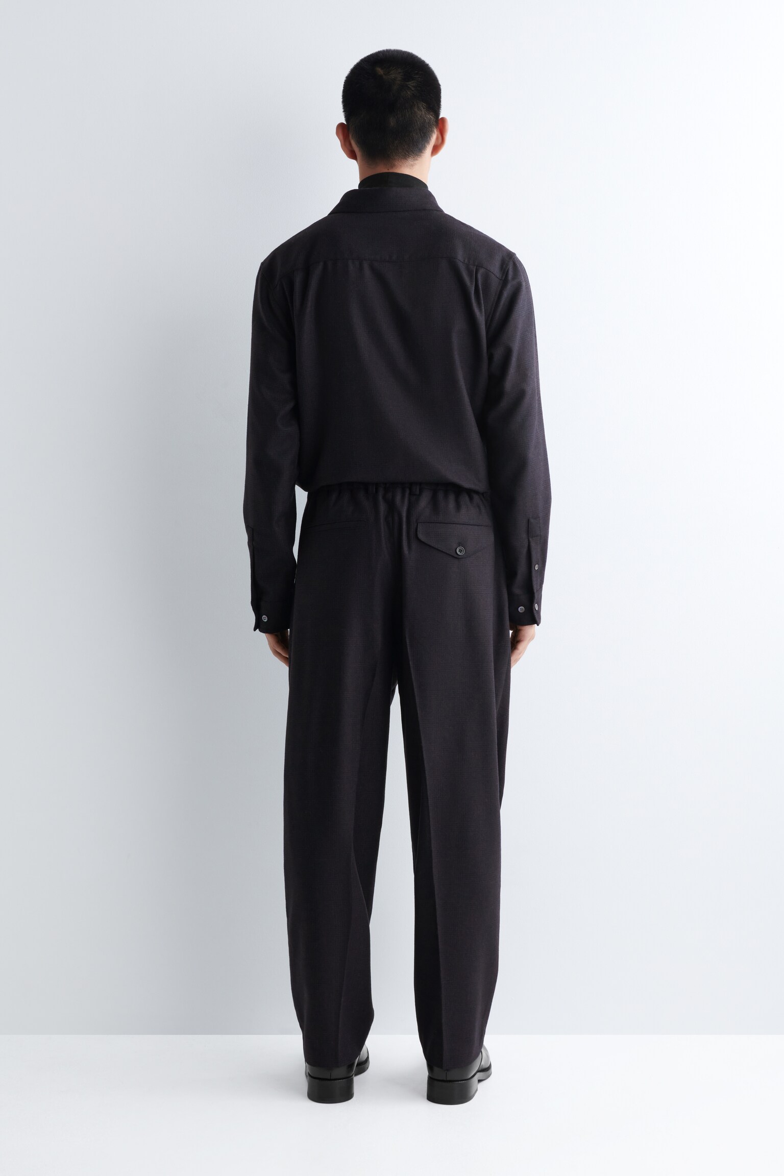 PLEATED WOOL STRAIGHT-LEG TROUSERS - GRIS/A CUADROS/GRIS MARENGO JASPEADO - 7