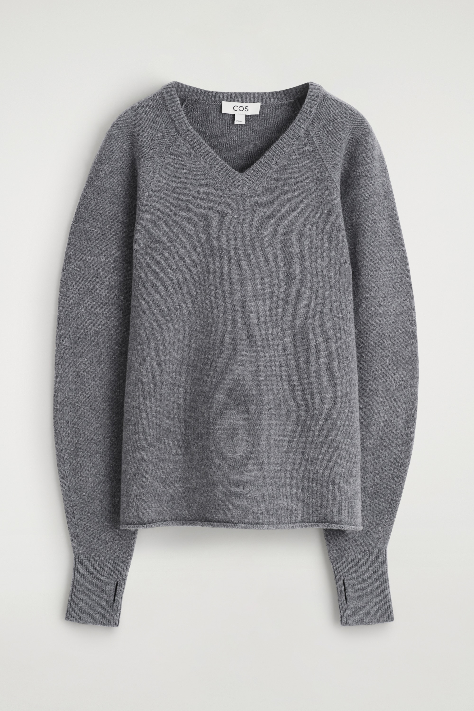 MERINO WOOL V-NECK JUMPER - TMAVĚ ŠEDÝ MELÍR/Chrpa modrá