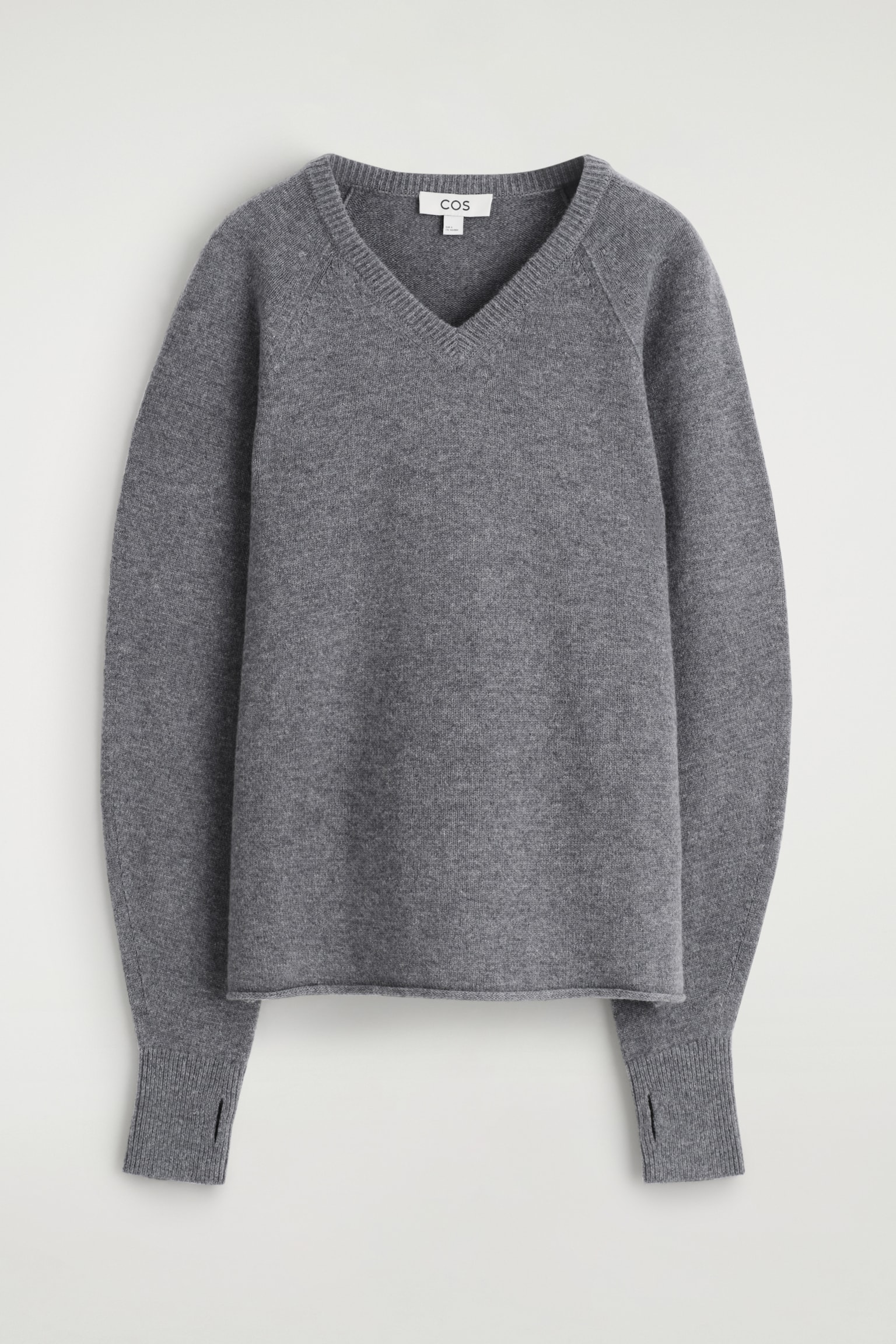 JERSEY DE CUELLO DE PICO DE LANA MERINO - GRIS OSCURO JASPEADO - 2