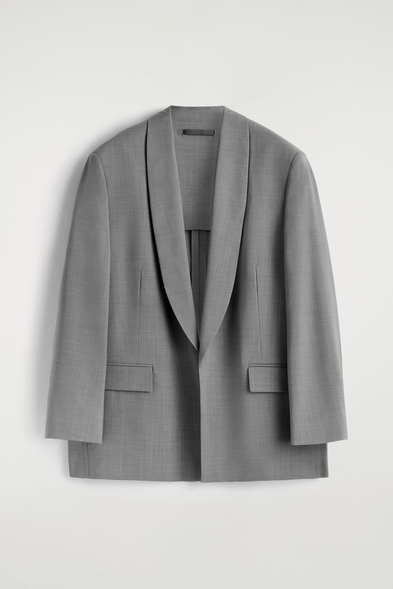 Cos Shawl-collar Wool Blazer In Gray