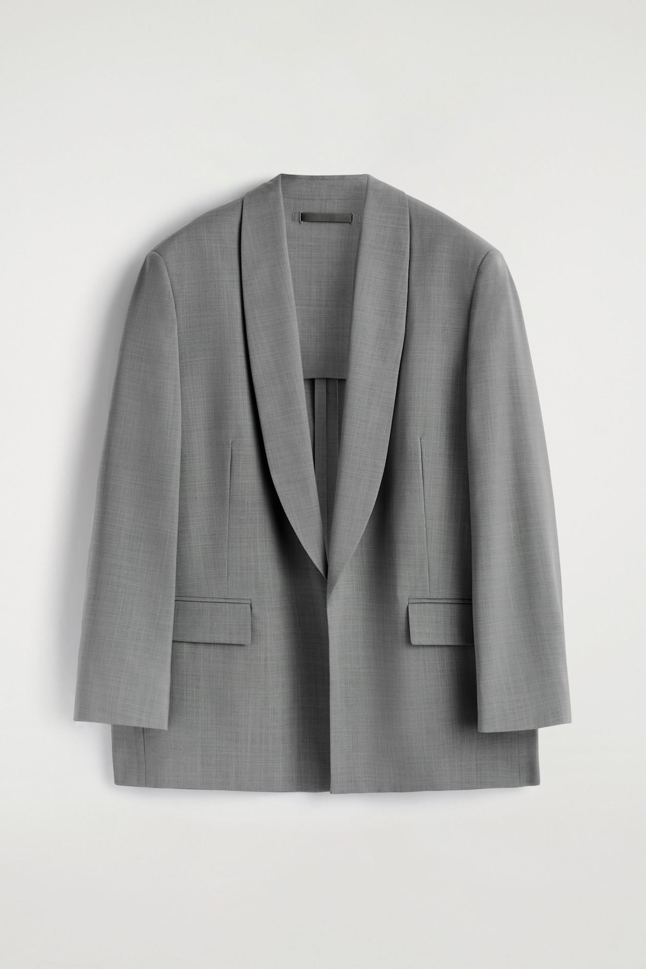 SHAWL-COLLAR WOOL BLAZER — GRAPHITE