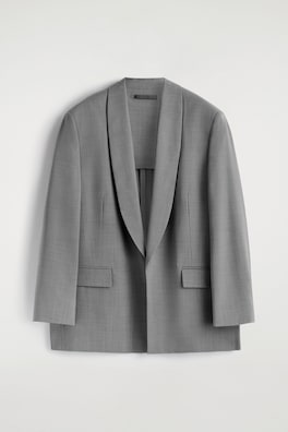 SHAWL-COLLAR WOOL BLAZER — GRAPHITE 7