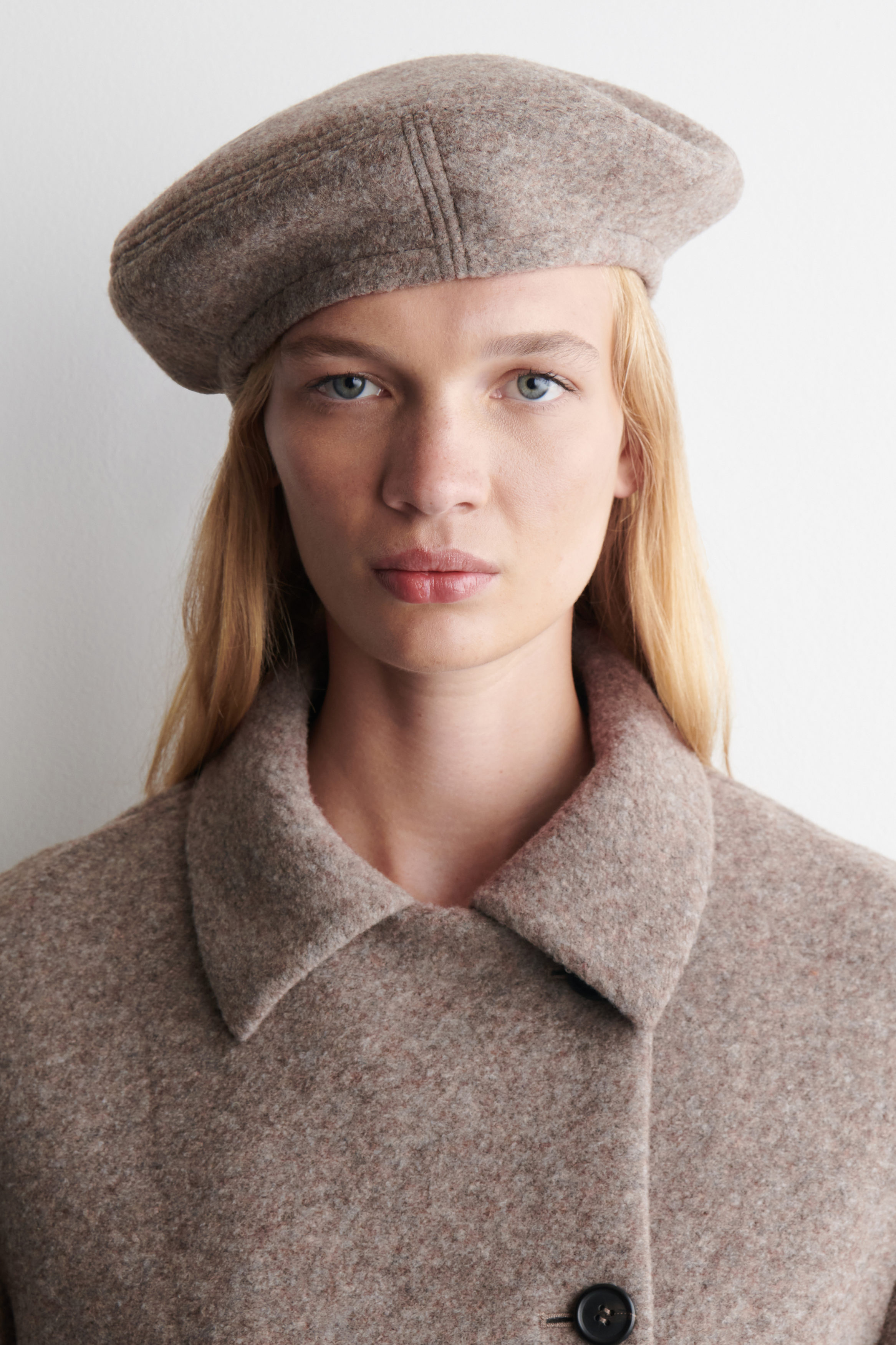WOOL-BLEND BERET - BEIGE MÉLANGE | COS