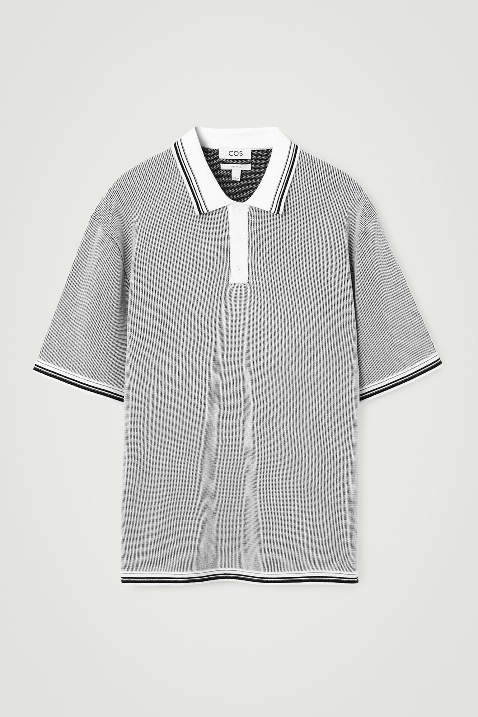 WAFFLE-KNIT POLO SHIRT - WHITE - 1