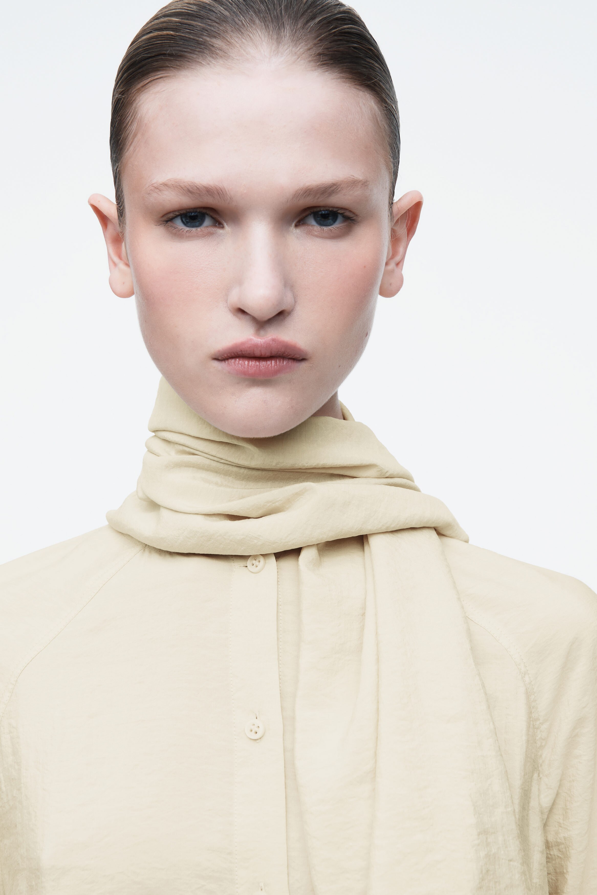 SCARF-DETAIL SILK BLOUSE - BEIGE | COS