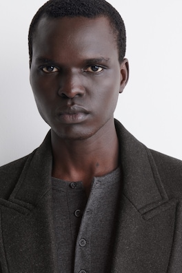 SLIM RIBBED COTTON LONG-SLEEVED HENLEY T-SHIRT — CHARCOAL MÉLANGE 6