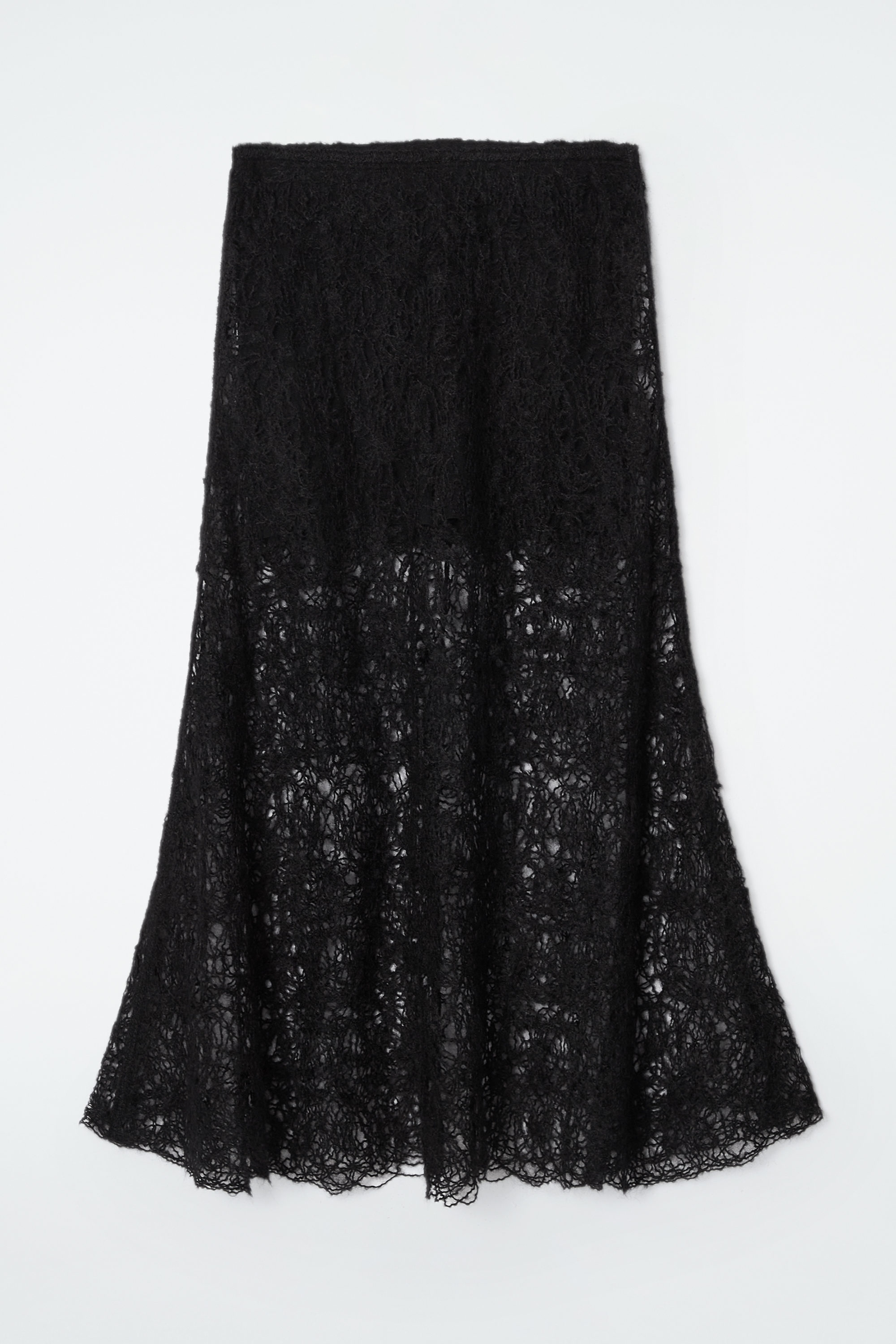 SHEER EMBROIDERED MOHAIR SKIRT - BLACK | COS