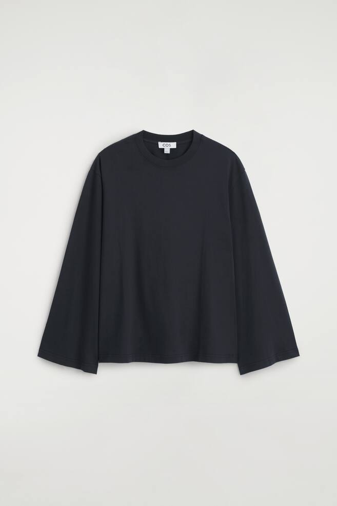 CAMISETA MANGA LARGA ALGODÓN CEPILLADO - NEGRO/BLANCO - 1