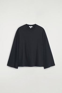 LÅNGÄRMAD T-SHIRT I BORSTAD BOMULL