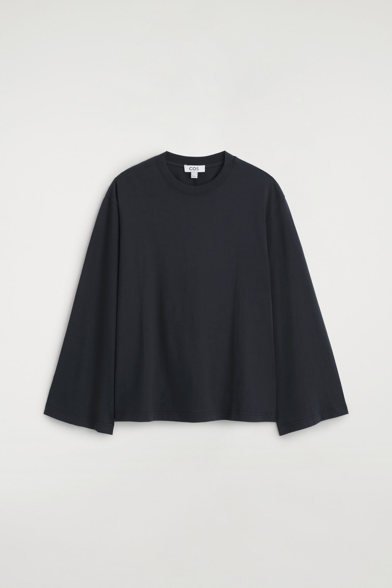 BRUSHED-COTTON LONG-SLEEVED T-SHIRT — BLACK