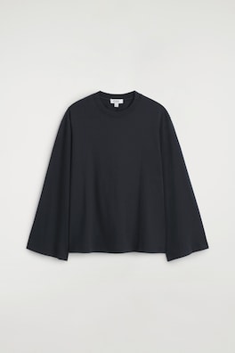 BRUSHED-COTTON LONG-SLEEVED T-SHIRT — BLACK 8