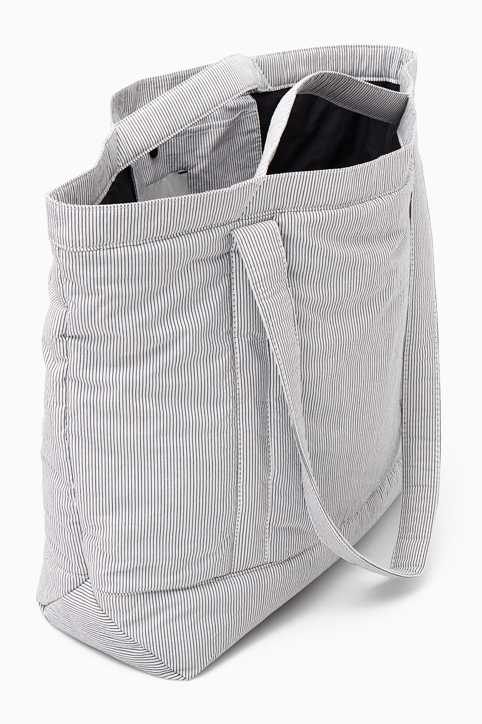 SAC CABAS REMBOURRÉ RAYÉ - GRIS CLAIR - 4