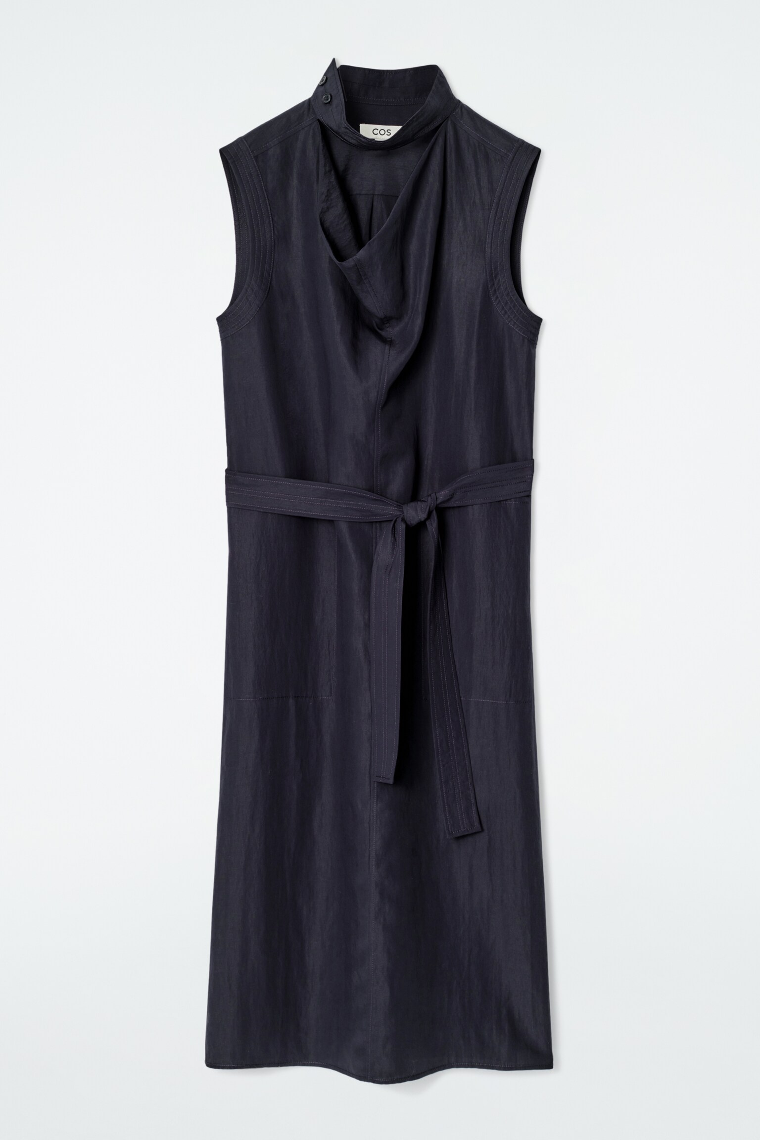 ABITO MIDI CON SCOLLO DRAPPEGGIATO CUT OUT - INDACO - 2