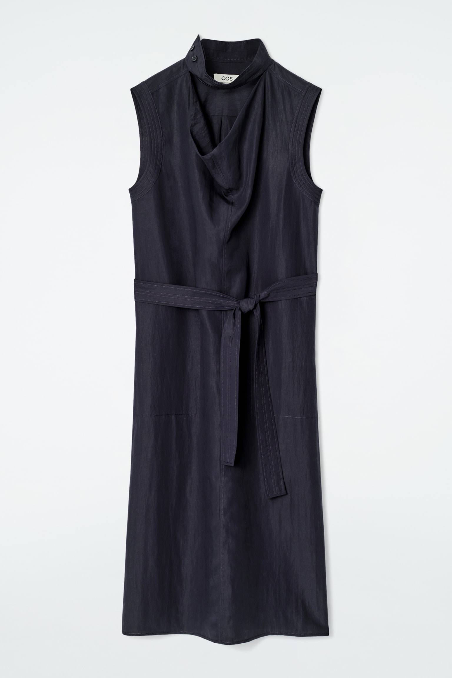 ABITO MIDI CON SCOLLO DRAPPEGGIATO CUT OUT - INDACO - 2