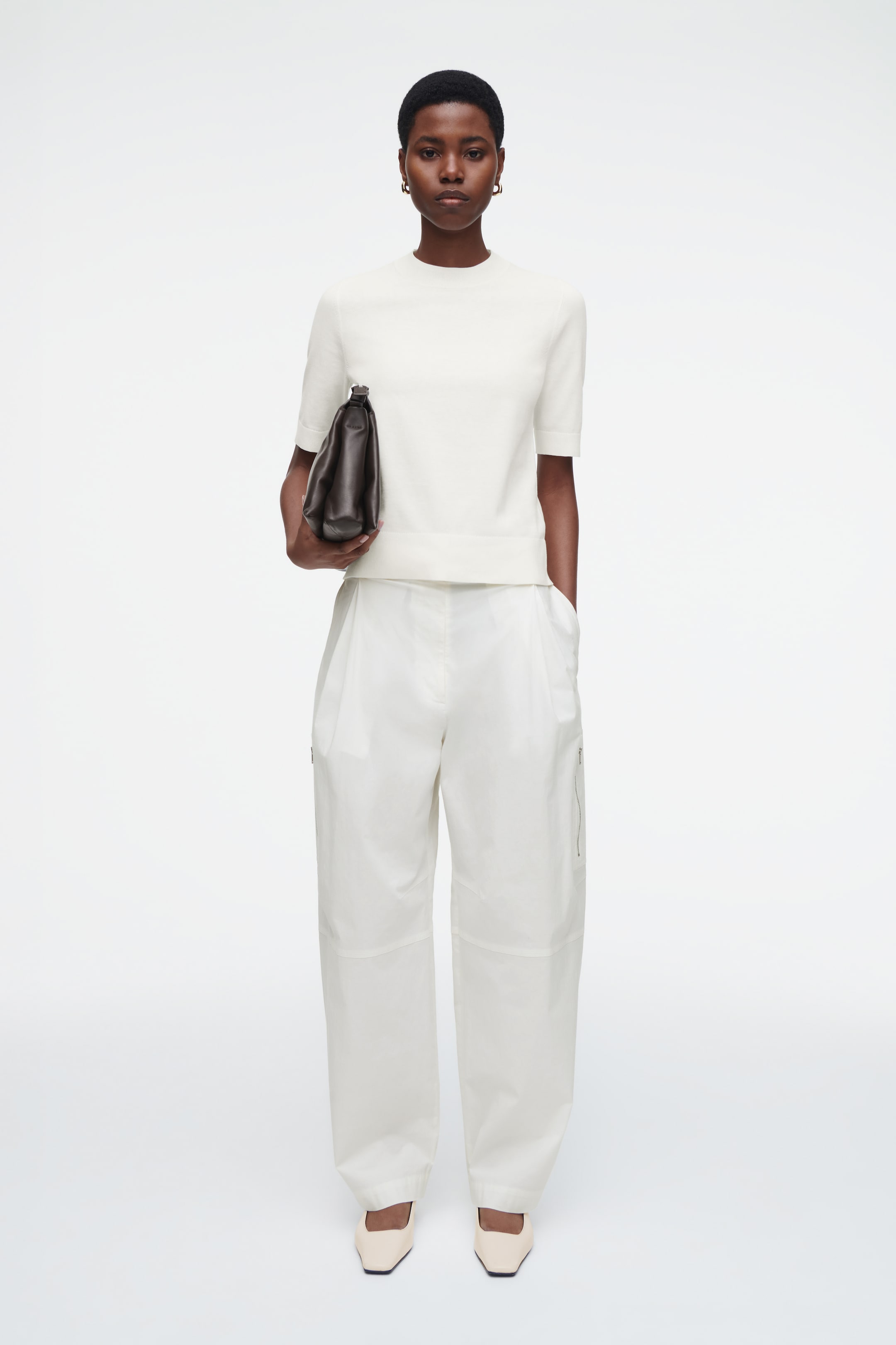 View larger image: REGULAR KNITTED T-SHIRT - OFF-WHITE - Ladies | H&M GB 5