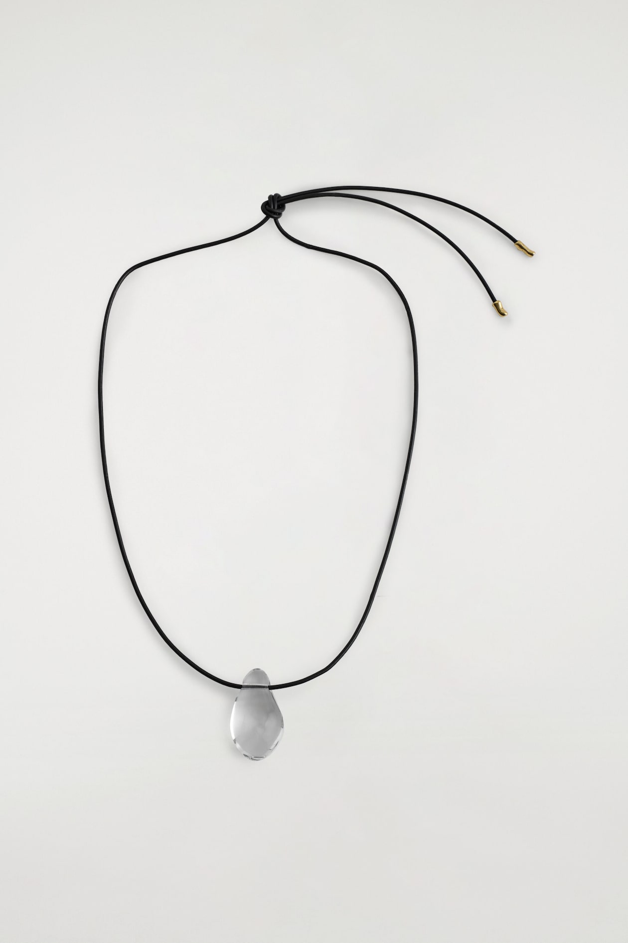 DOMED GLASS PENDANT NECKLACE — CLEAR / BLACK