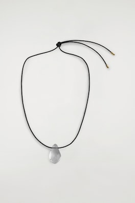 DOMED GLASS PENDANT NECKLACE — CLEAR / BLACK 3