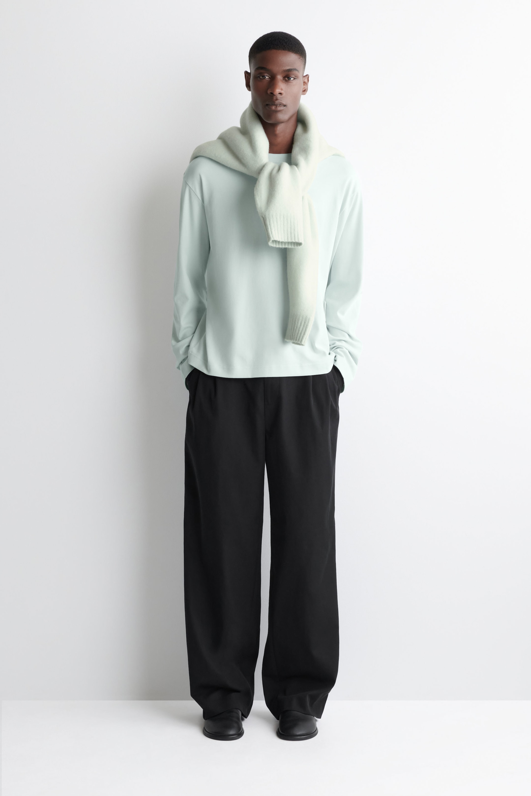 RELAXED JERSEY INTERLOCK LONG-SLEEVED T-SHIRT