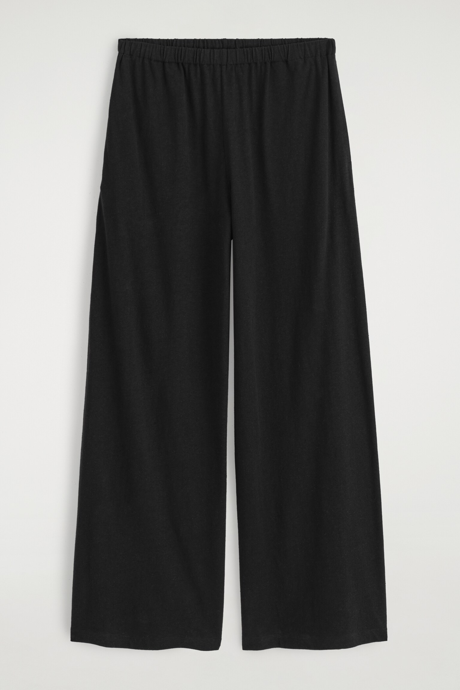PANTALÓN ANCHO DE ALGODÓN Y LINO - NEGRO - 2