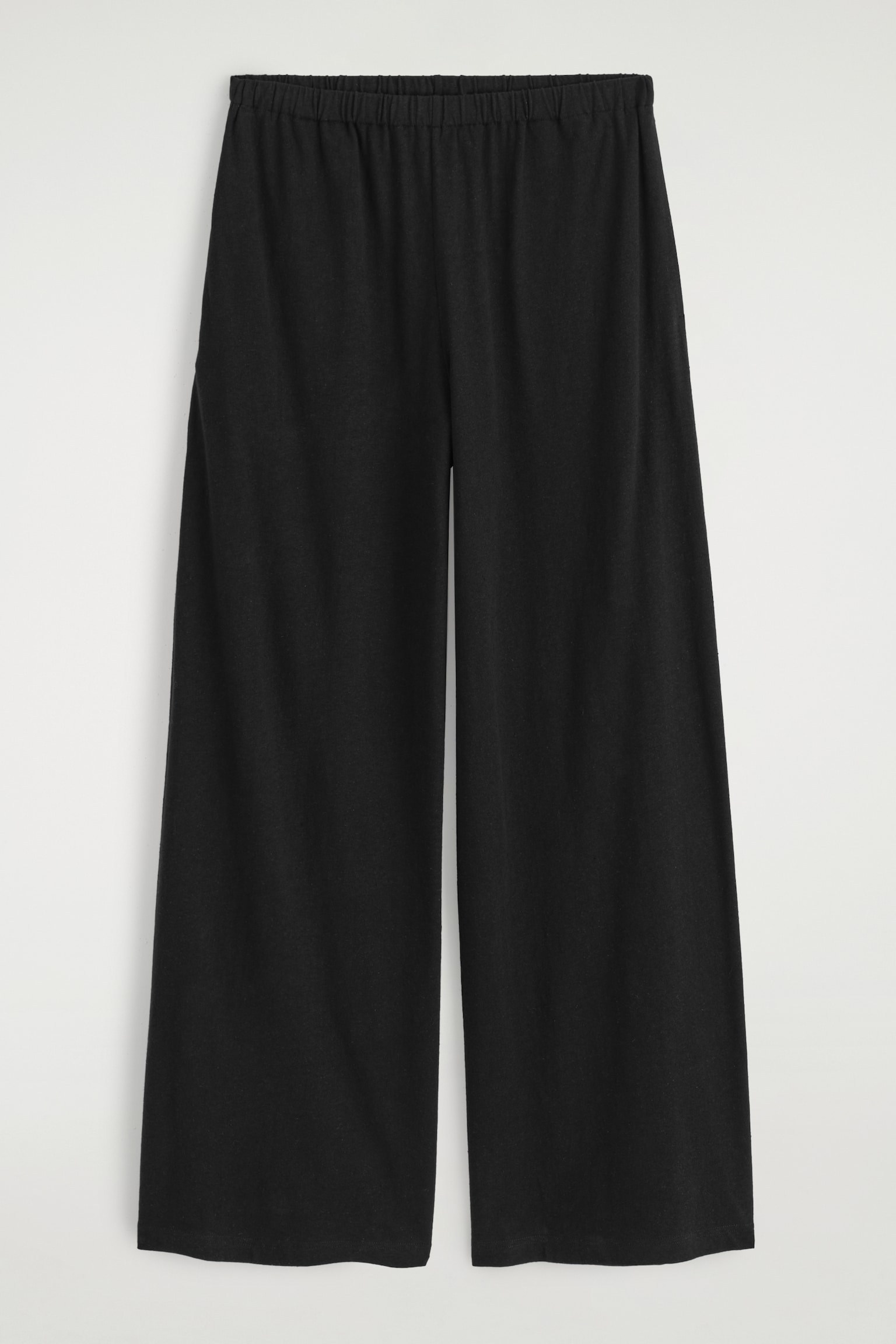 PANTALÓN ANCHO DE ALGODÓN Y LINO - NEGRO - 2